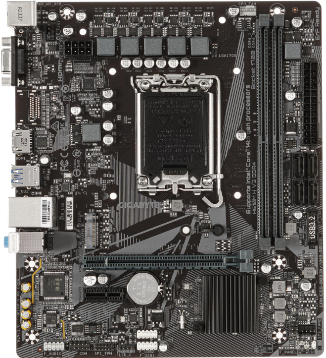 Материнская плата Gigabyte H610M H V3 DDR4 Retail (Intel H610, S-1700, mATX, 2xDDR4-3200, 4xSATA, 1xM.2, 1xPCIEx16, 1xPCIEx1, 1Gb LAN, D-SUB/HDMI)