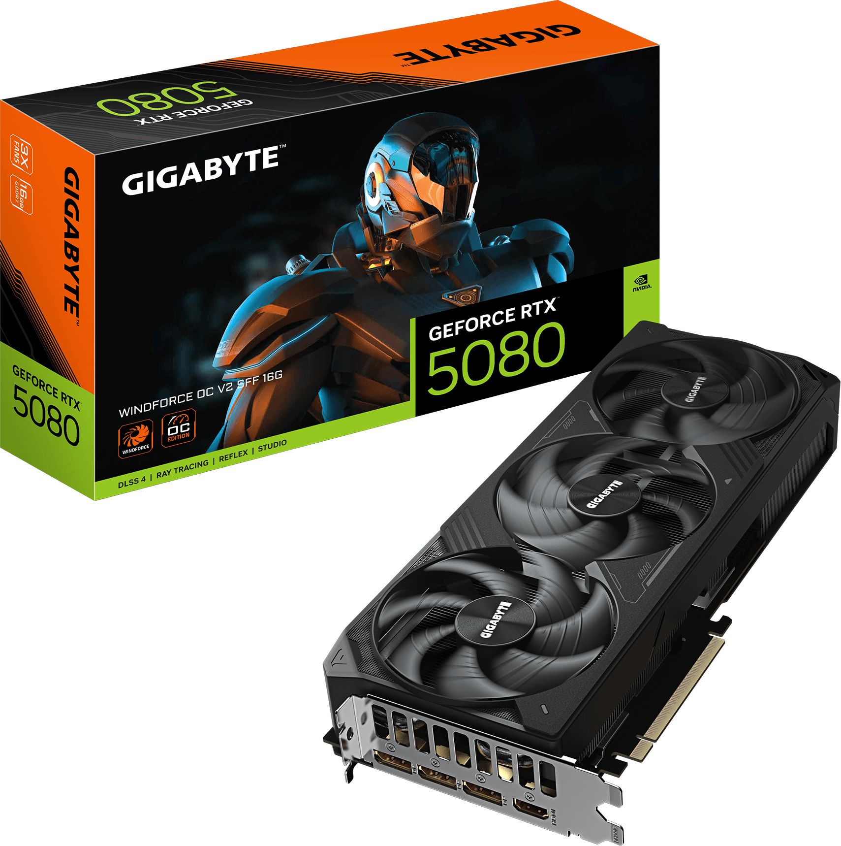Видеокарта GIGABYTE GeForce RTX­­ 5080 WINDFORCE OC V2 SFF 16G (GV-N5080WF3OCV2-16GD)